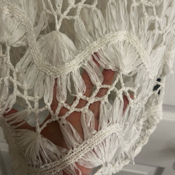 Fever Hand Crochet Women’s Ivory Acrylic Knit Top Sweater Sz. Small - Picture 2 of 9